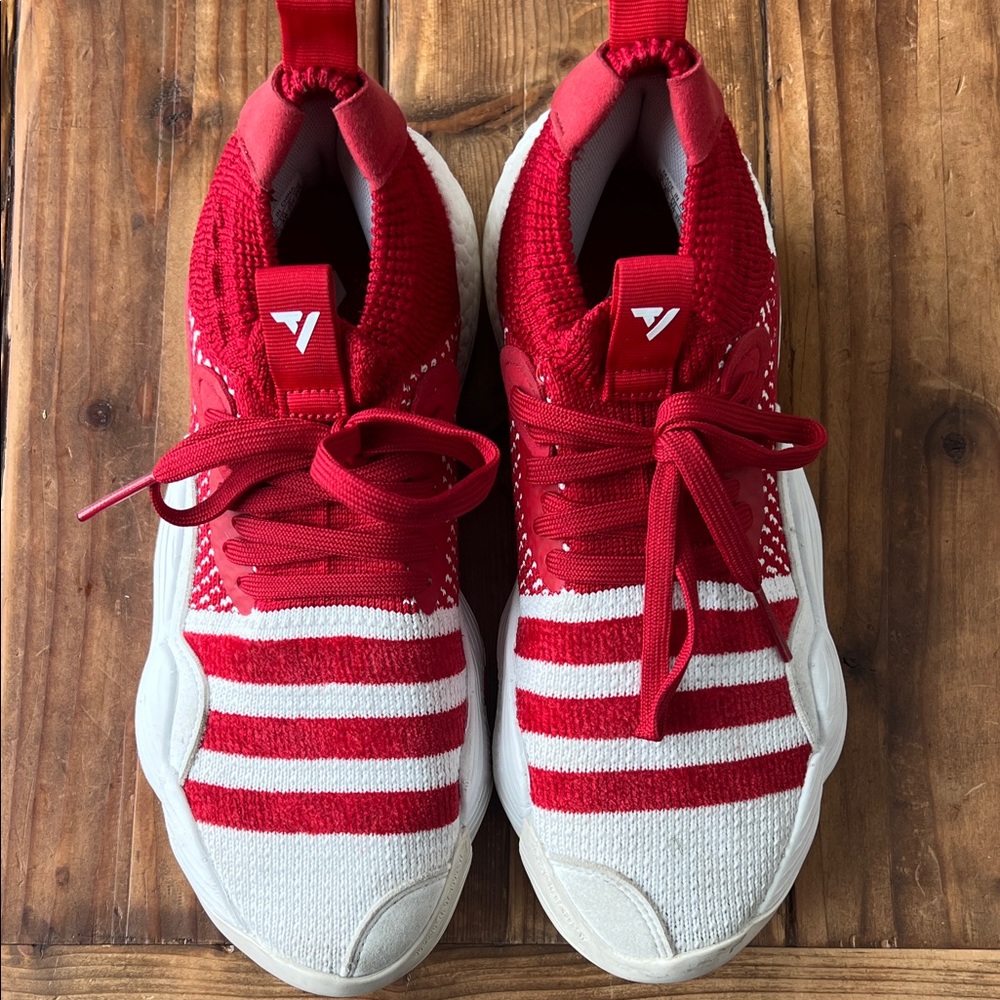 Adidas Trae Young Red and White Athletic Shoes